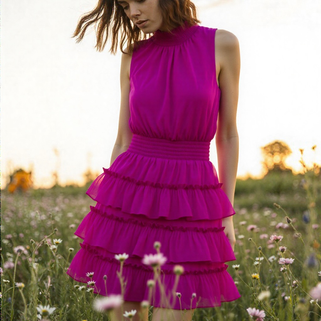 1. State Magenta Tiered Ruffle Mini Dress